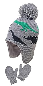 Toddler Kids Hat and Gloves Set Winter Knit Beanie 1-6T