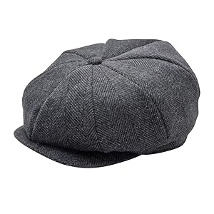 Blend Wool Herringbone Newsboy Cap