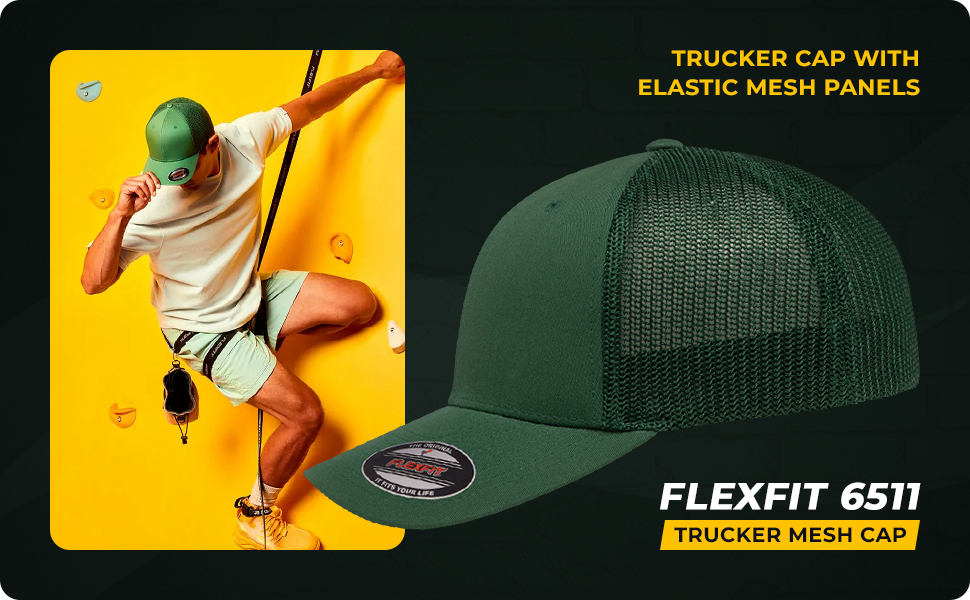 Flexfit Men''s Trucker Mesh Cap | Flexfit 6511 Blank Trucker Hat 