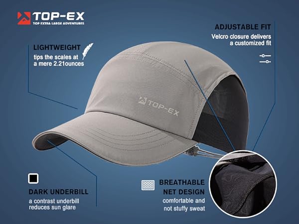 TOP-EX extra large head running baseball cap