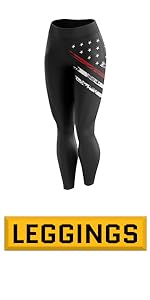 Women''s Yoga Leggings with Flag - Thin Blue Line - Thin Red Line Patriot