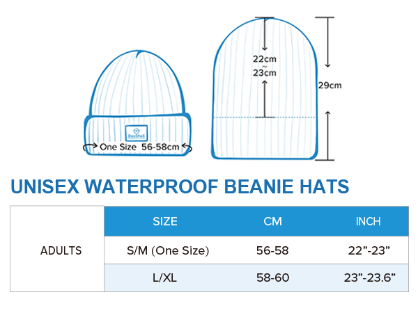 waterproof beanie size guide