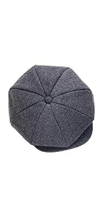 Herringbone Blend Wool Newsboy Cap