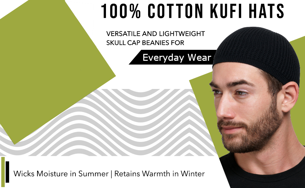 Ribbed kufis for men and women - 100% cotton, versatile and lightweight for everyday wear