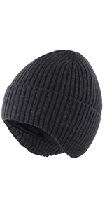 mens fleece lined warm winter hat with earflap rib knitted ear flaps beanie cap mens scully cap