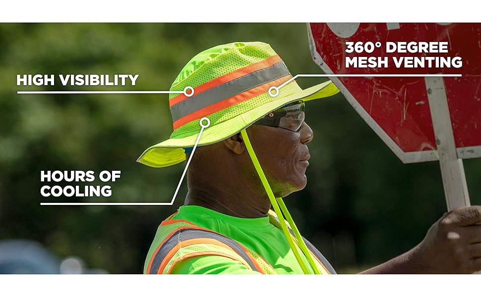 chill-its 8935mf cooling ranger hat: high visibility, hours of cooling, 360 degrees of mesh venting