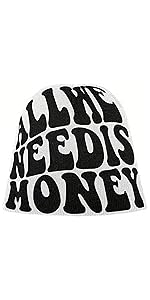 Beanies Hats Men Women Beanie All We Need is Money Beanie Letter Graphic