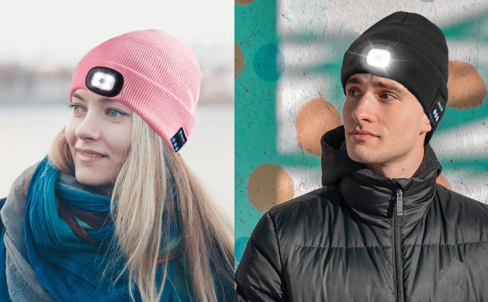 led bluetooth beanie hat with light