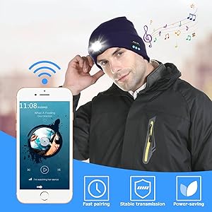 bluetooth cap with light beanie with light hat with light