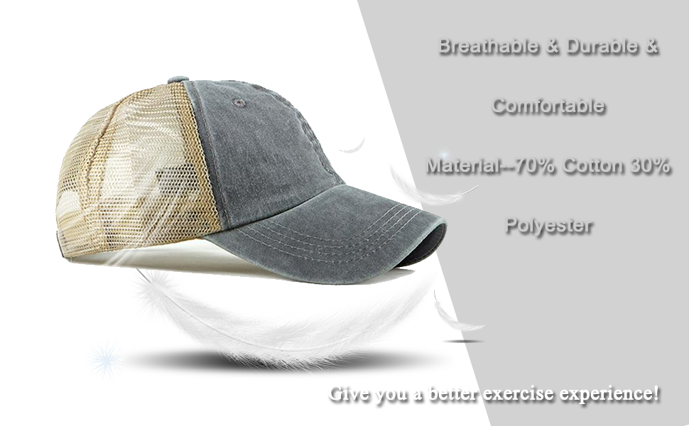 Mesh Back Hat Pigment Dyed Front Mesh Back Curved Bill Trucker Cap Mens Dad Hat Snap Cap Trucker Cap