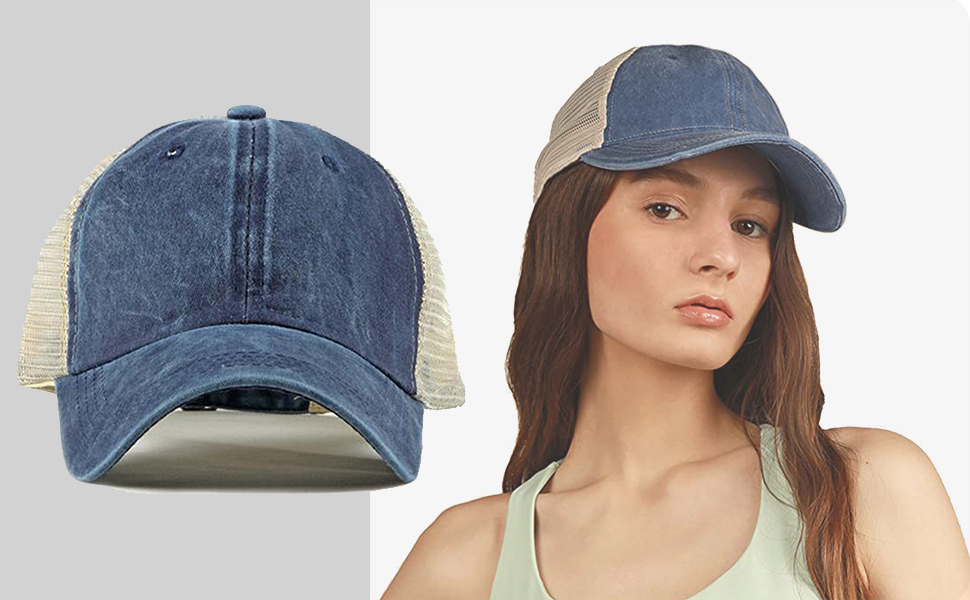 Retro Trucker Cap Unstructured Soft Mesh Baseball Cap Washed Cotton Golf Cap Summer Dad Hat Sun Hat