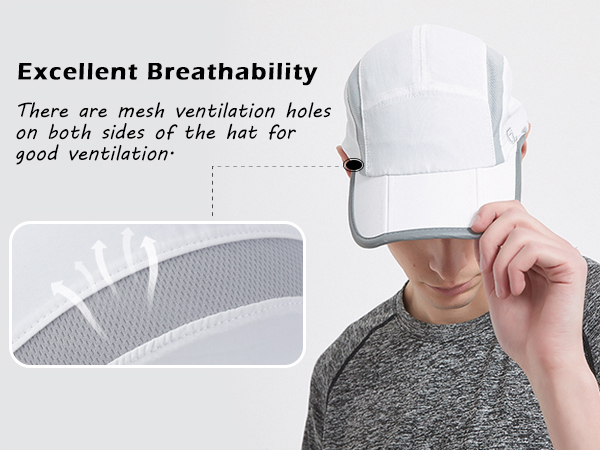 Excellent Breathability. There are mesh ventilation hole on both side ofthe hat for good ventilation