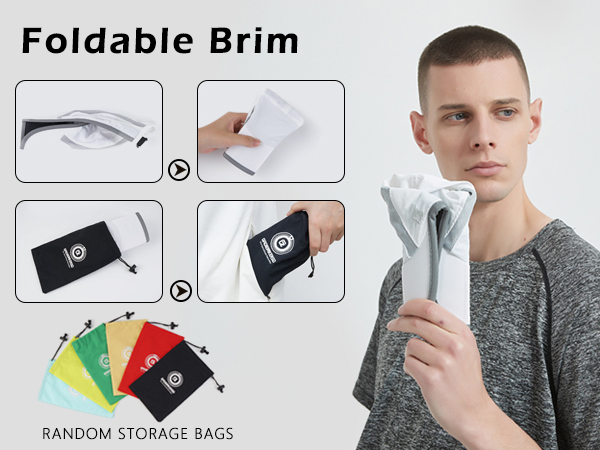 Foldable brim of the sport cap can be folded into pocket or bag