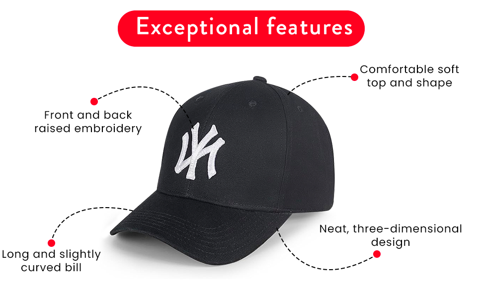 Men and Women''s NY Adjustable Baseball Cap 100% Cotton Premium Fabric