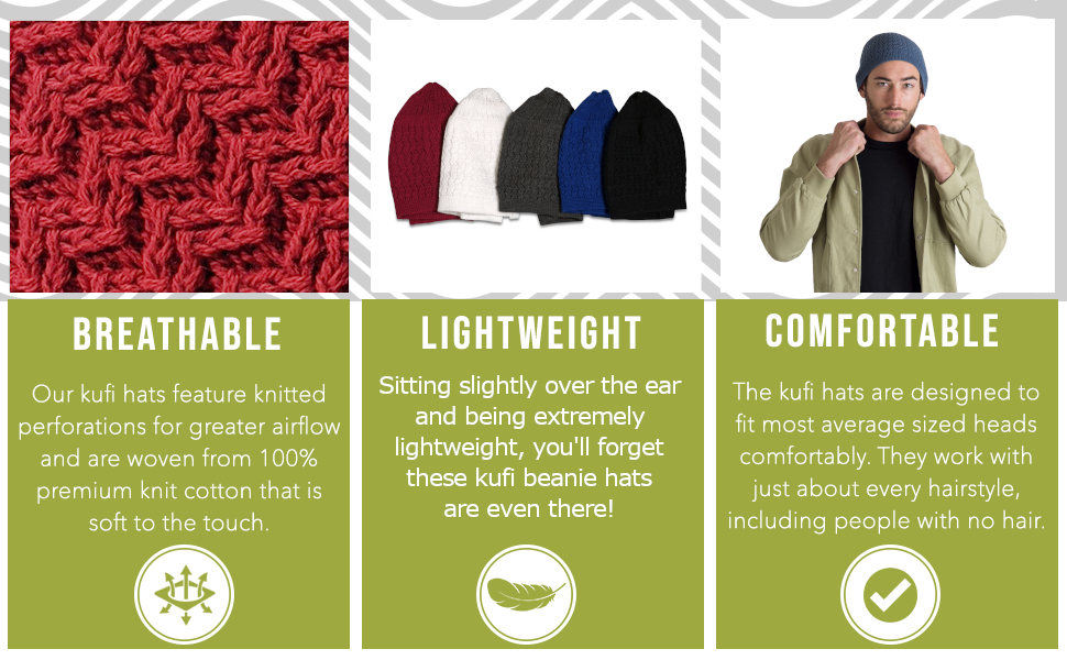 Beanie kufis that are breathable, lightweight and comfortable