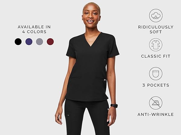 Casma Scrub Top, 3 pockets, ridiculously soft and anti-wrinkle