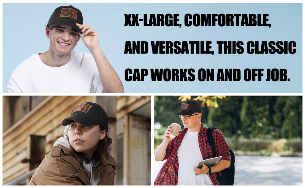 XXL Oversized Adjustable Hat, Cotton Mesh Snapback Baseball Cap, Embroidered Dad Hat for Men & Women