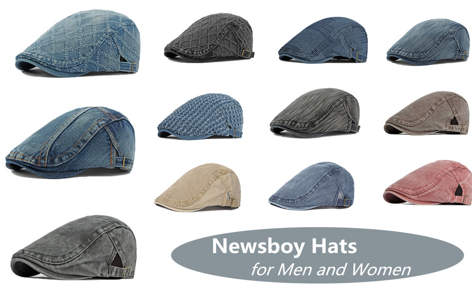 Washed Denim Cotton Newsboy Hat for men women