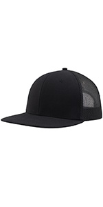 Flat Bill Black Trucker Snapback Mesh Hat