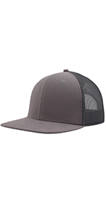 Flat Bill Dark Grey Trucker Snapback Mesh Hat