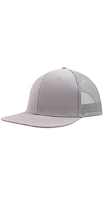 Flat Bill Grey Trucker Snapback Mesh Hat