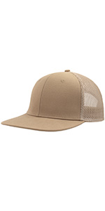 Flat Bill Khaki Trucker Snapback Mesh Hat