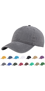 Grey Washed Cotton Baseball Cap