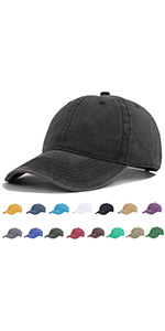 Black Washed Cotton Baseball Cap