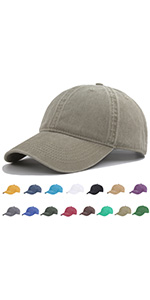 Khaki Gray Washed Cotton Baseball Cap