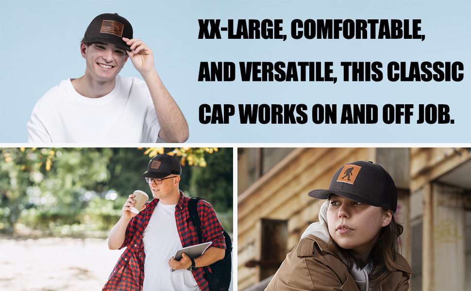 XXL Oversized Adjustable Hat, Cotton Mesh Snapback Baseball Cap, Embroidered Dad Hat for Men & Women