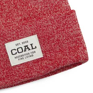 close up red uniform beanie