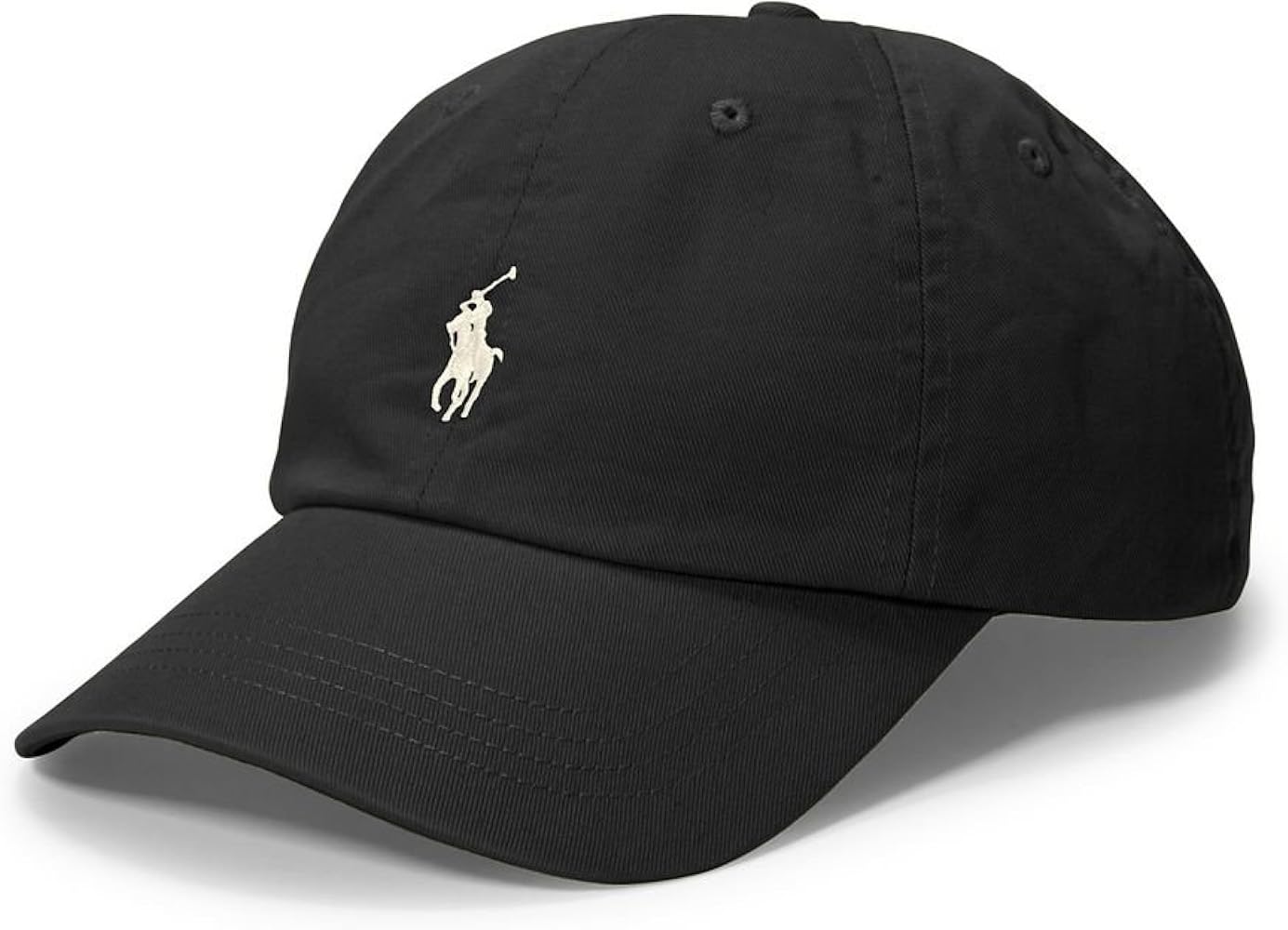 Ralph Lauren Mens Polo Sports Pony Logo Hat Cap (One Size, Black (White Pony))