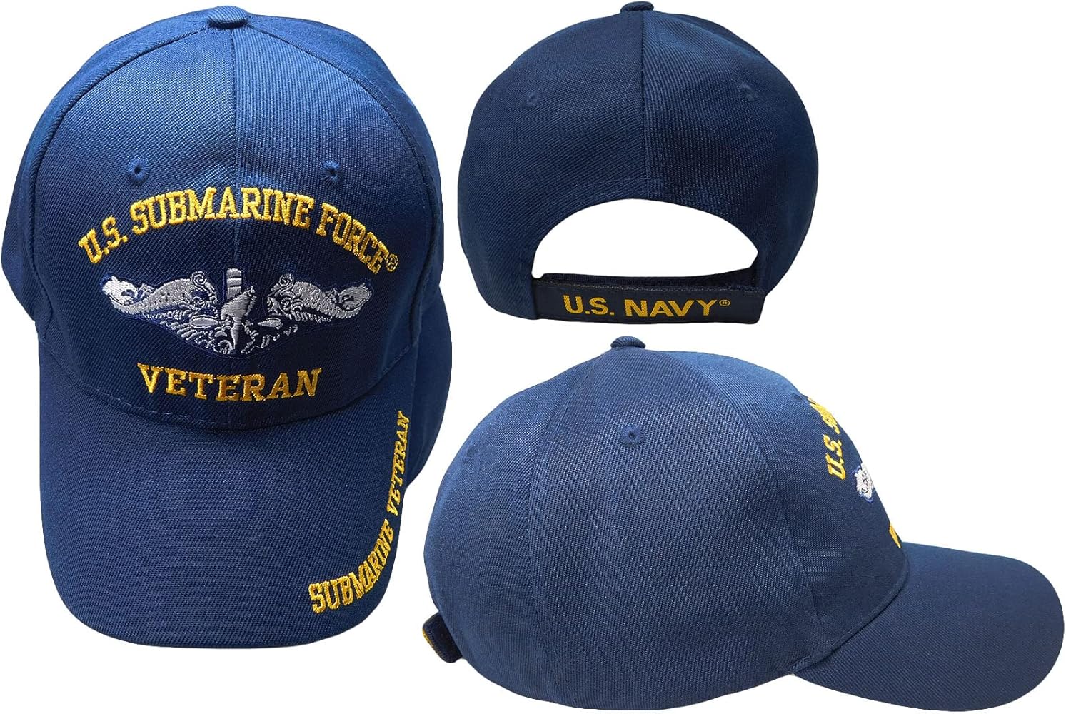 Trade Winds U.S. Navy Submarine Force Veteran Navy Blue Acrylic Adjustable Embroidered Baseball Hat Cap