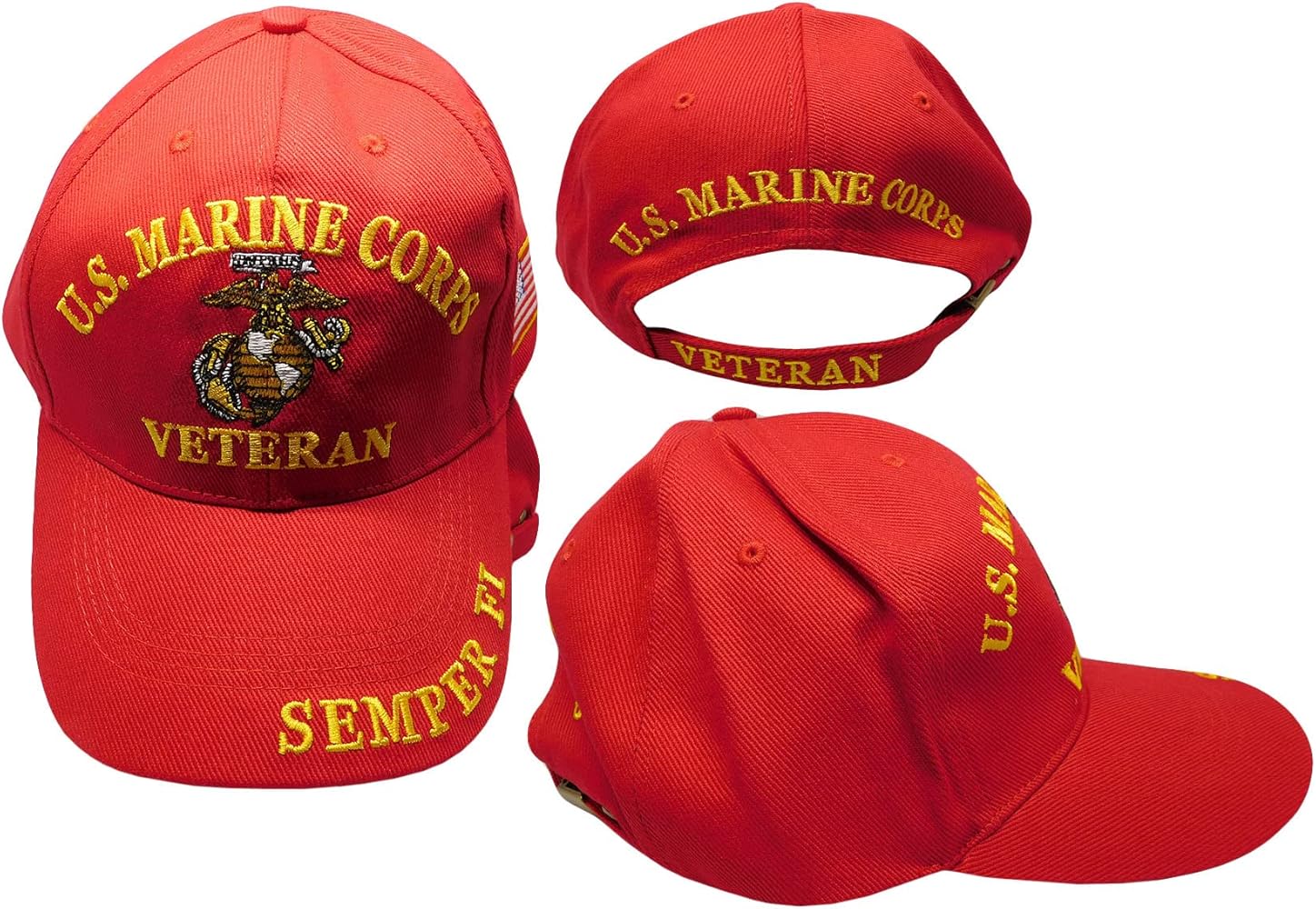 Marine Corps Veteran EGA Semper Fi Red Cotton Adjustable Embroidered Baseball Hat Cap Officially Licensed CP00313