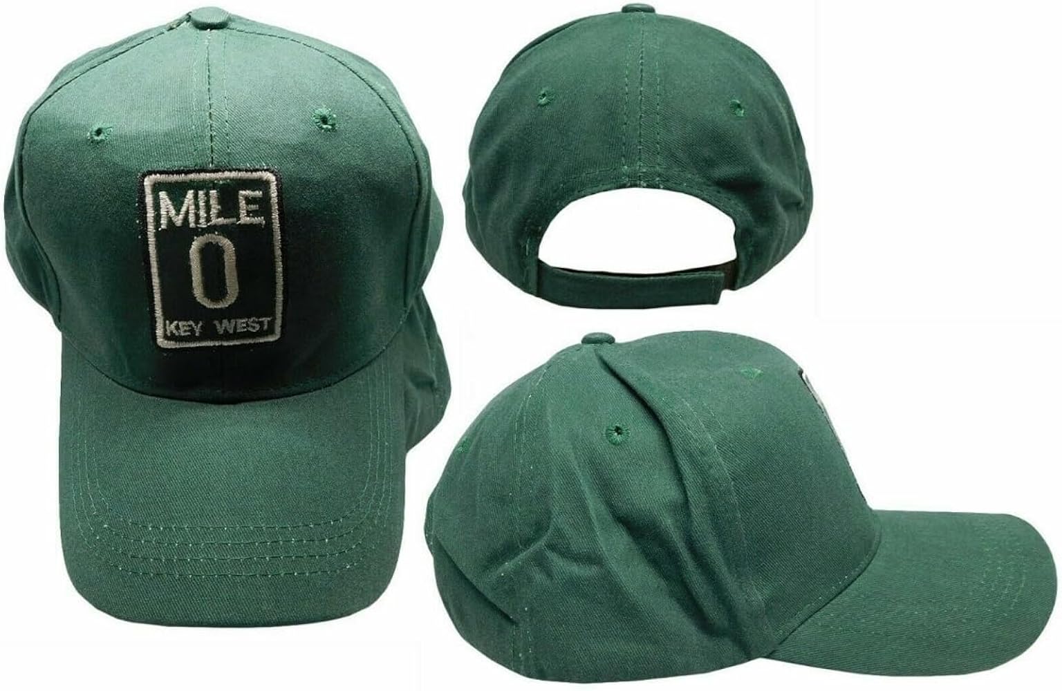 Trade Winds Mile 0 Key West Green Adjustable Embroidered 100% Cotton Hat Cap, 7 3/4