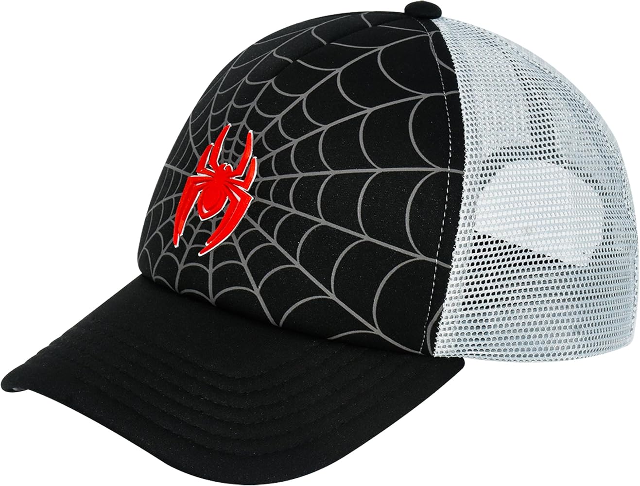 Marvel Spider-Man Baseball Cap, Miles Morales Logo Adjustable Snapback Hat with Curved Brim, Black, One Size