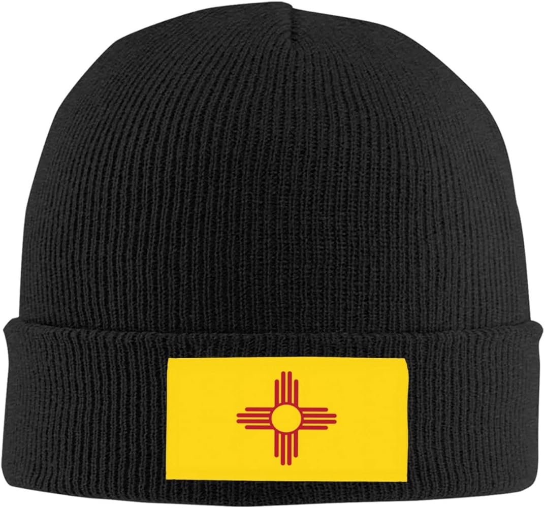 New Mexico Zia Sun Symbol Beanie Women's Beanie Cap Man's Winter Knit Hat Black