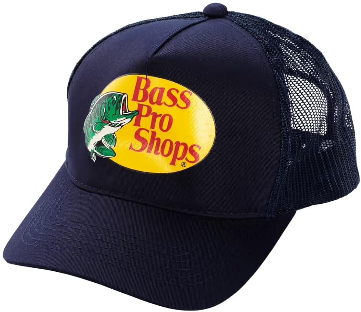 Bass Original Authentic Mesh Trucker Cap Hat- Unisex- Snapback, Ideal for Fishing, Hiking, Camping, and Casual Wear