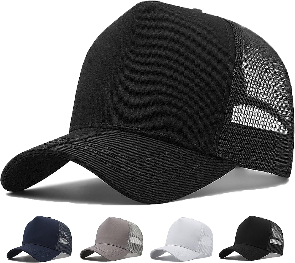 Oversize XXL Mesh Trucker Hat big head hats for men High Crown Baseball Cap Breathable Dad Hat Adjustable 23.6"-25.6"