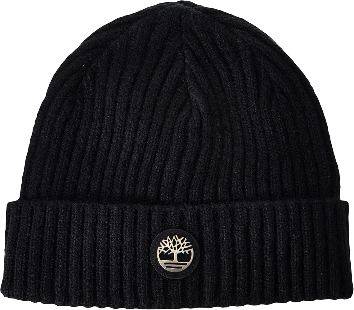 Timberland Mens Ribbed Watch Cap With Logo Plate