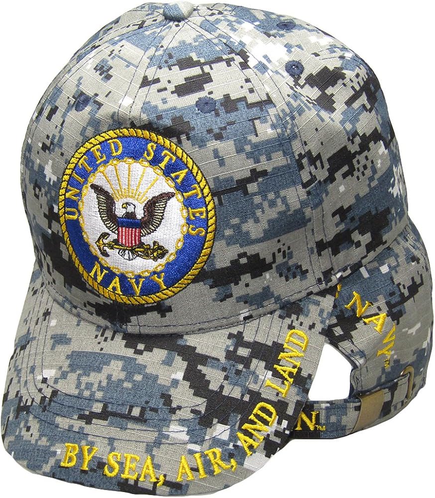 United States Navy By Sea, Air, And Land Blue ACU Digital Camo Embroidered Cap