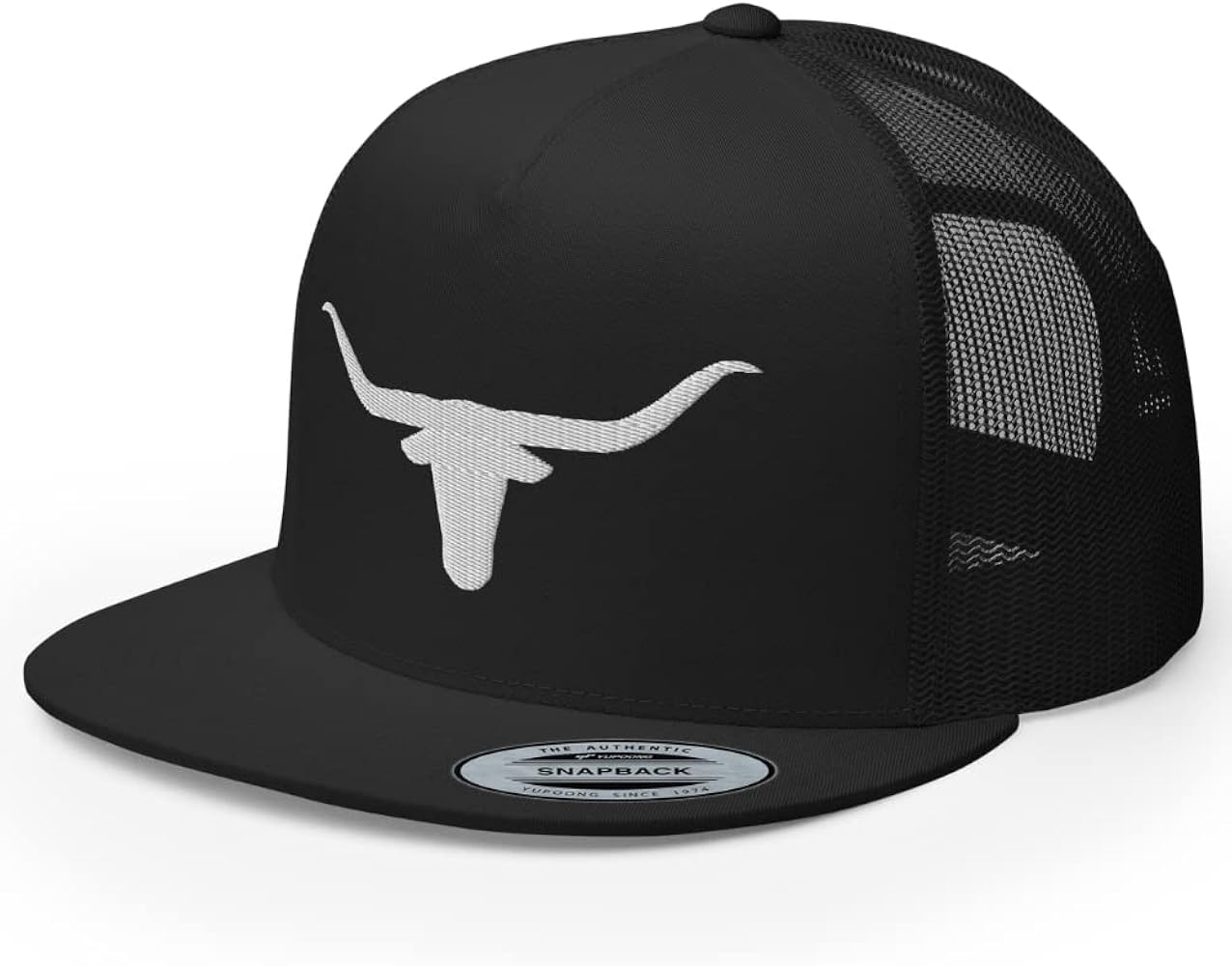 Western Texas Flat Bill Trucker Hat Longhorn Country Rodeo Cowboy Ranch Embroidered Snapback Baseball Cap Men Women