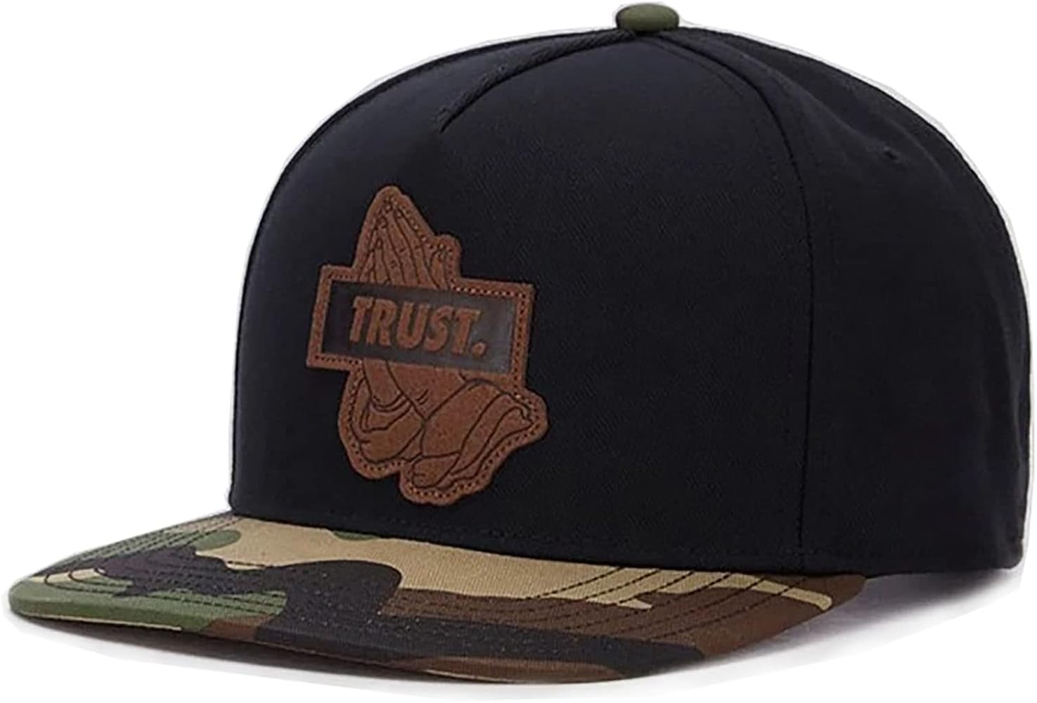 Snapback Hat with Embroidery Prayer Gesture Trust, Flat Bill Baseball Cap for Men & Women