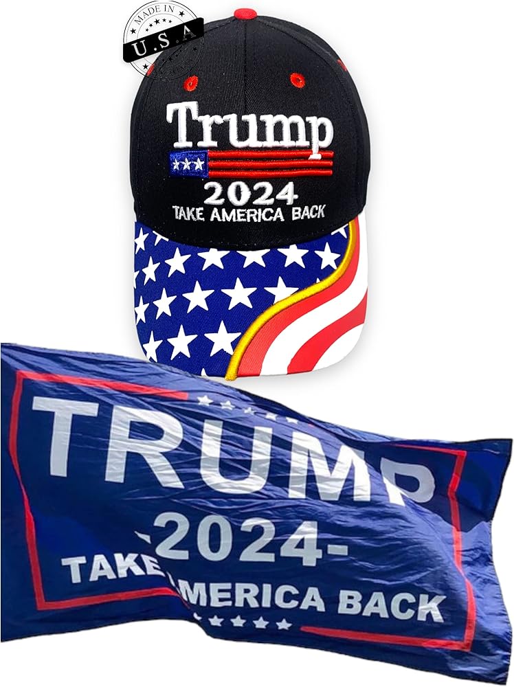 Made in USA Trump 2024 Hat Baseball Cap - Take America Flag 3 * 5 FT - MAGA Adjustable Trucker Cap for Men Women - Made in USA Black