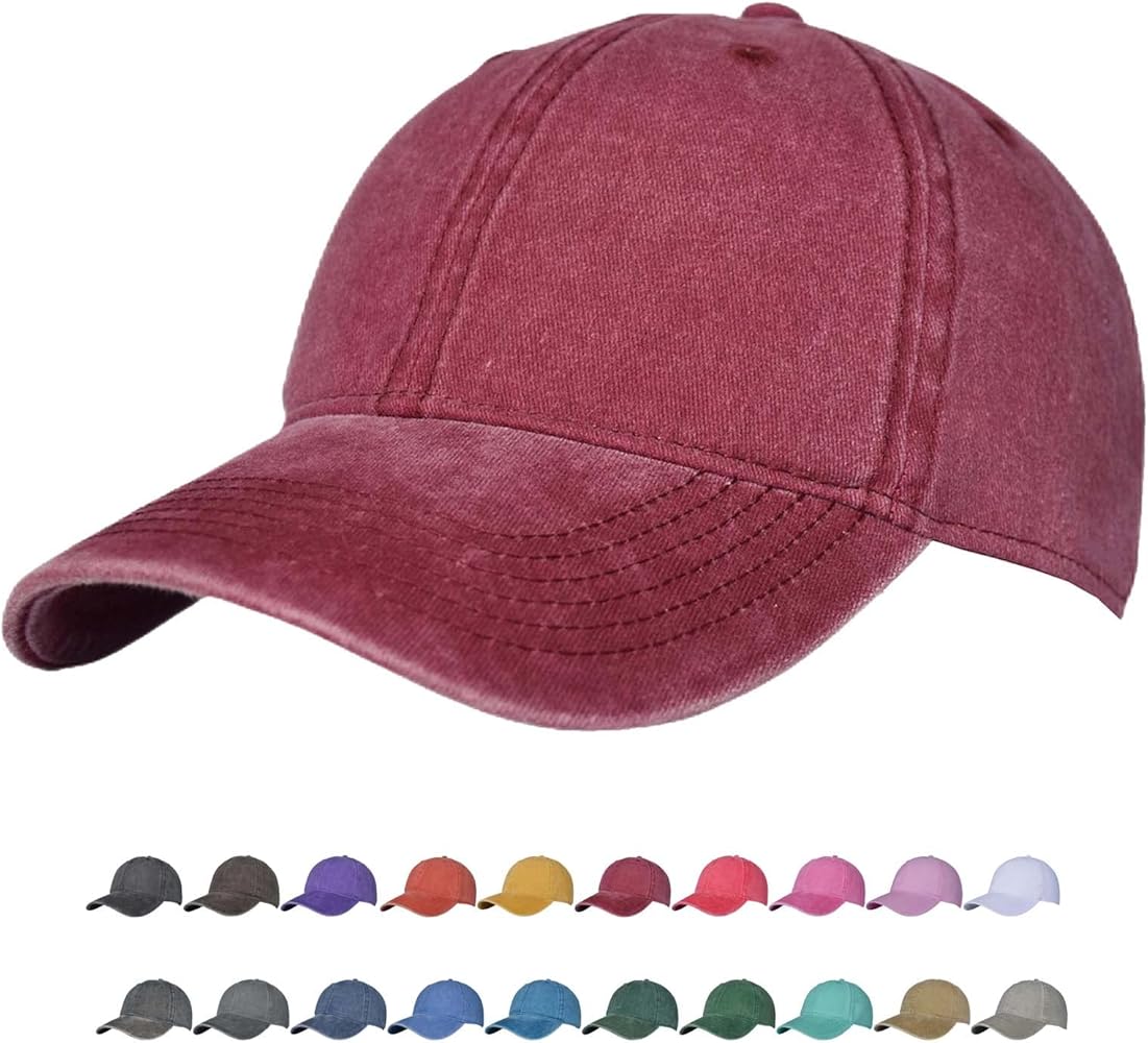 TSSGBL Vintage Cotton Washed Baseball Caps Unstructured Low Profile Adjustable Distressed Dad Hat for Men Women S-M-L-XXL