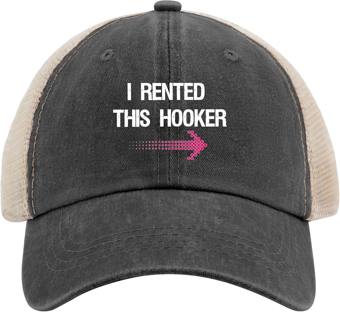 I Rented This Hooker, Funny Adult Humor Saying Sun hat Men's hat AllBlack Black Bucket hat Gifts for Boyfriends