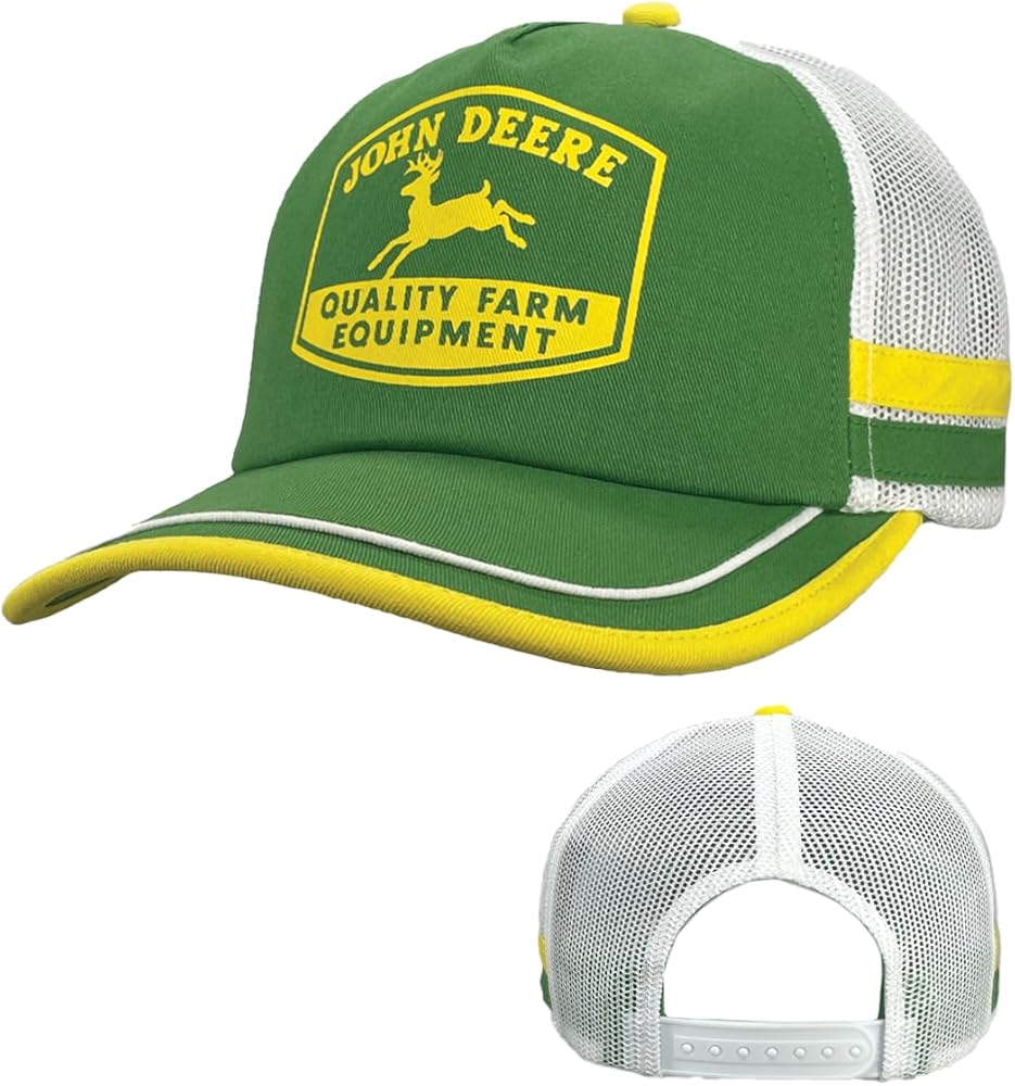 John Deere Men's Hat Vintage Print Trucker Hat, One Size Green