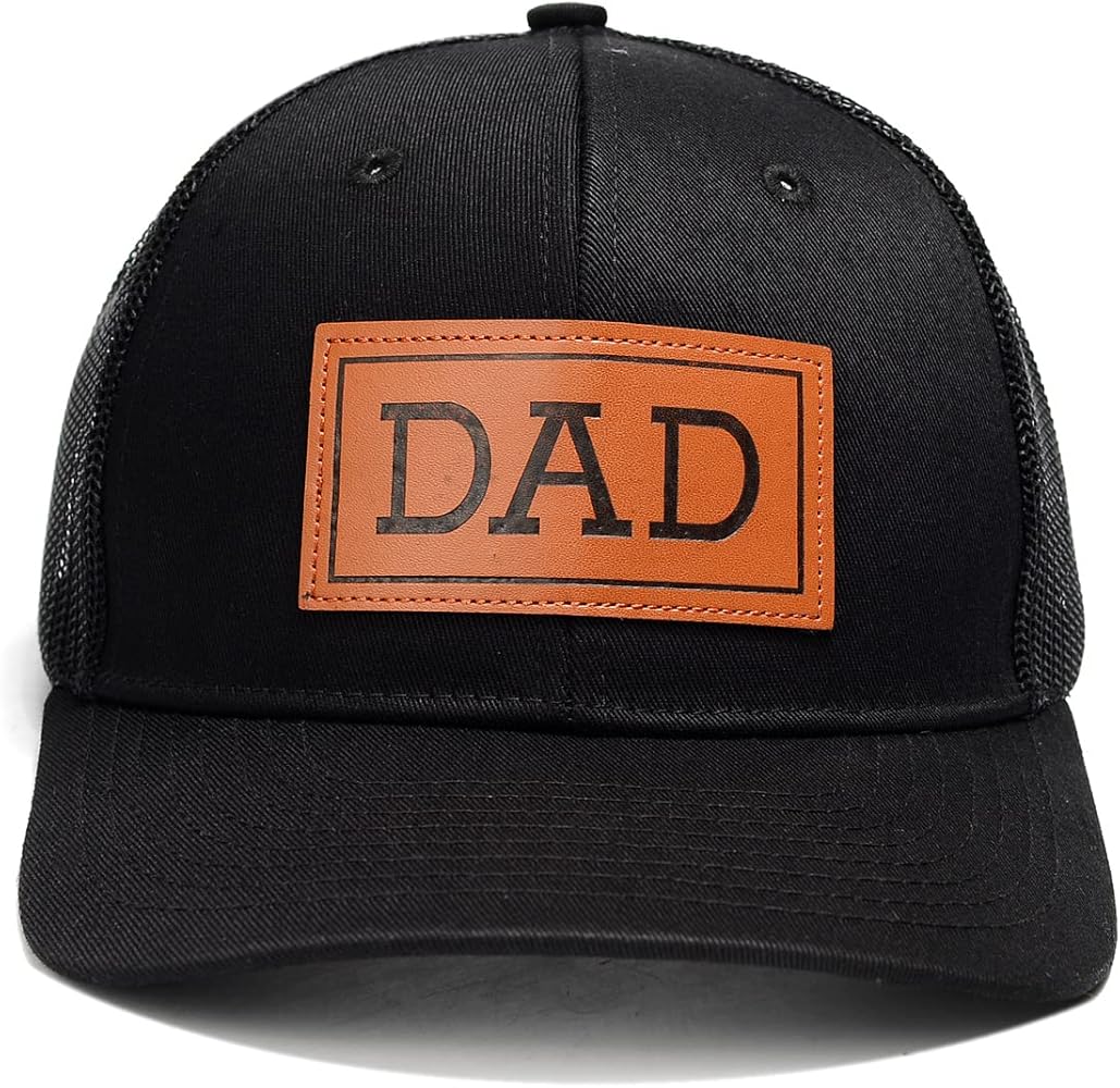 Dad Hat Gifts for Father's Day,New Grandpa Gifts Mesh Trucker Hat Golf Hat Leather Patch Hat for New Dad Baseball Caps