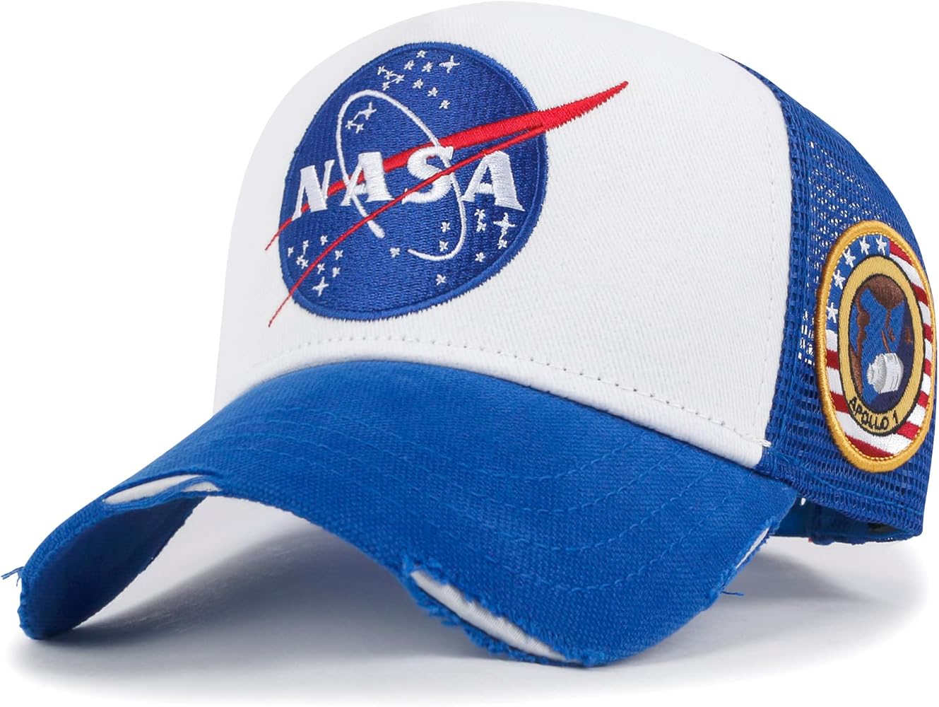 ililily NASA Meatball Logo Embroidery Baseball Cap Apollo 1 Patch Trucker Hat