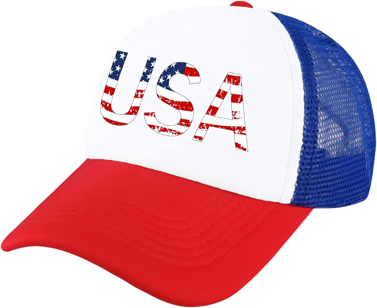 American Flag Hat 4th of July Trucker Hat USA Merica Baseball Cap US Patriotic Snapback Hats for Men Women